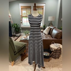 J.CREW $118.00 cotton WHITE  NAVY stripe NAUTICAL high low MAXI dress  SP